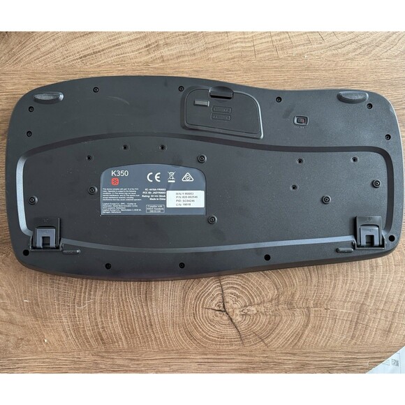 Logitech K350 Black Wave Wireless Keyboard With Dongle Ergonomic Cleaned Tested - Picture 2 of 2